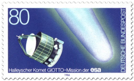 Briefmarke: Halleyscher Komet und Raumsonde Giotto