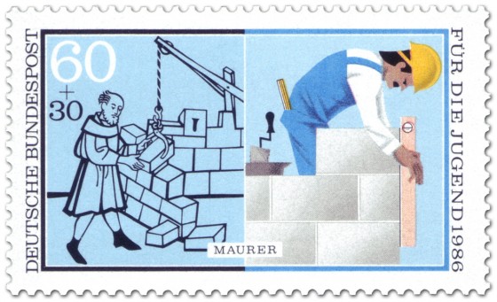 Briefmarke: Maurer - Haus bauen