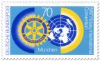 Briefmarke: Rotary-Club Logo und Weltkugel