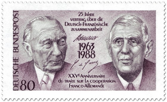 Briefmarke: Konrad Adenauer und Charles de Gaulle