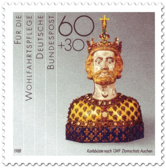 Briefmarke: Vergoldete Büste (Karl der Große, nach 1349)