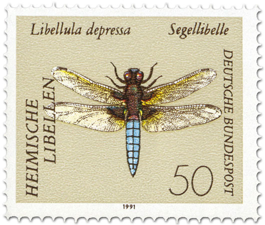 Briefmarke: Libelle Plattbauch (Libellula depressa)