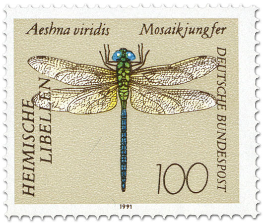 Briefmarke: Grüne Mosaikjungfer (Aeshna viridis)