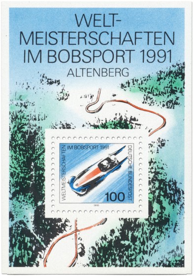 Briefmarke: Zweierbob im Bobsport (Weltmeisterschaft)