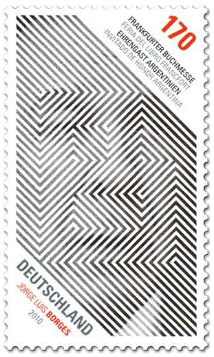 Briefmarke: Jorge Luis Borges (Frankfurter Buchmesse)