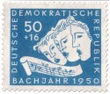 Briefmarke: Drei Sänger, Noten: B-A-C-H