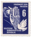 Briefmarke: Panzer, Taube und Hand