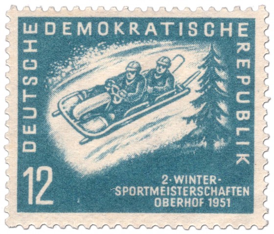 Briefmarke: Zweierbob Meisterschaft Oberhof 1951